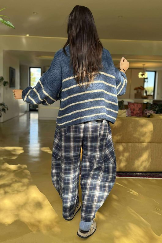 Big Softie Stripe Funnel Grunge Knit Denim